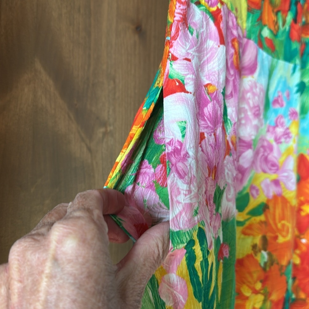 Jams World Bouquet Burst Floral Midi Dress Womens M Tropical Beach made in USA - Picture 6 of 12